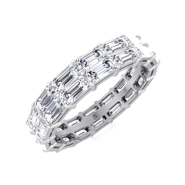 Double Row East to West Emerald Cut Eternity Band