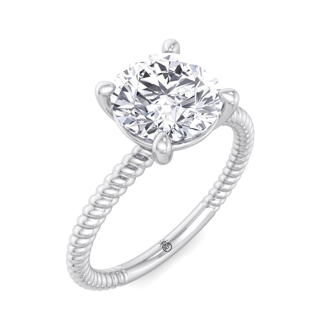 Twisted Rope Band Round Cut Solitaire Engagement Ring