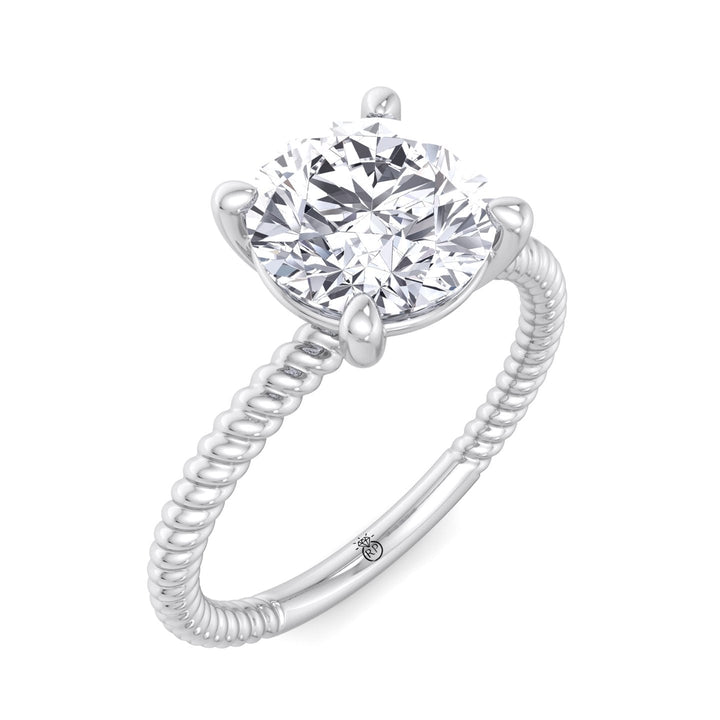 Twisted Rope Band Round Cut Solitaire Engagement Ring