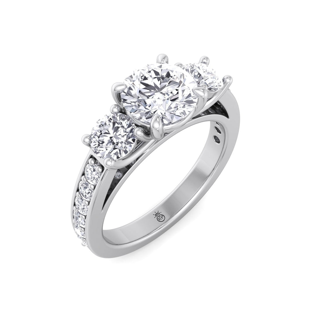 Round Cut Engagement Ring With Sidestones