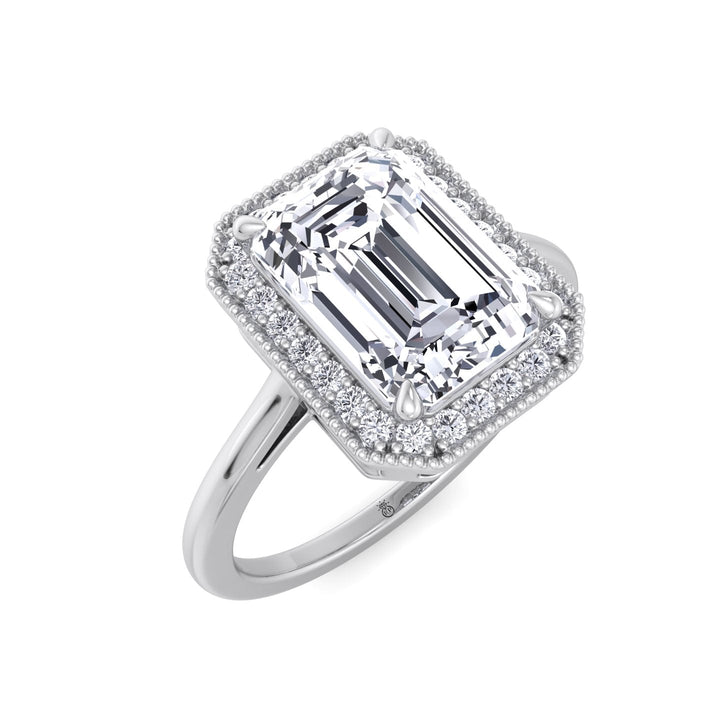 Vintage Emerald Cut Halo Engagement Ring