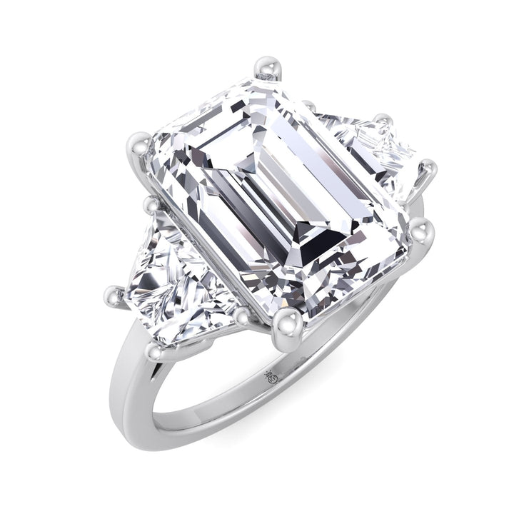 Three Stone Ring Trapezoid &amp; Emerald Cut Engagement Ring