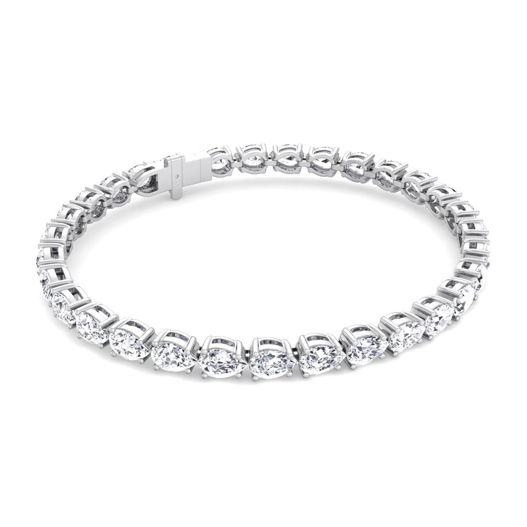 (13.70Ct T.W) Pear Shape East To West Tennis Bracelet