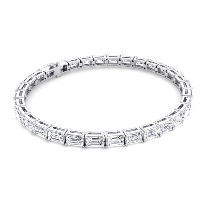 (14.50Ct T.W) East To West Emerald Cut Tennis Bracelet