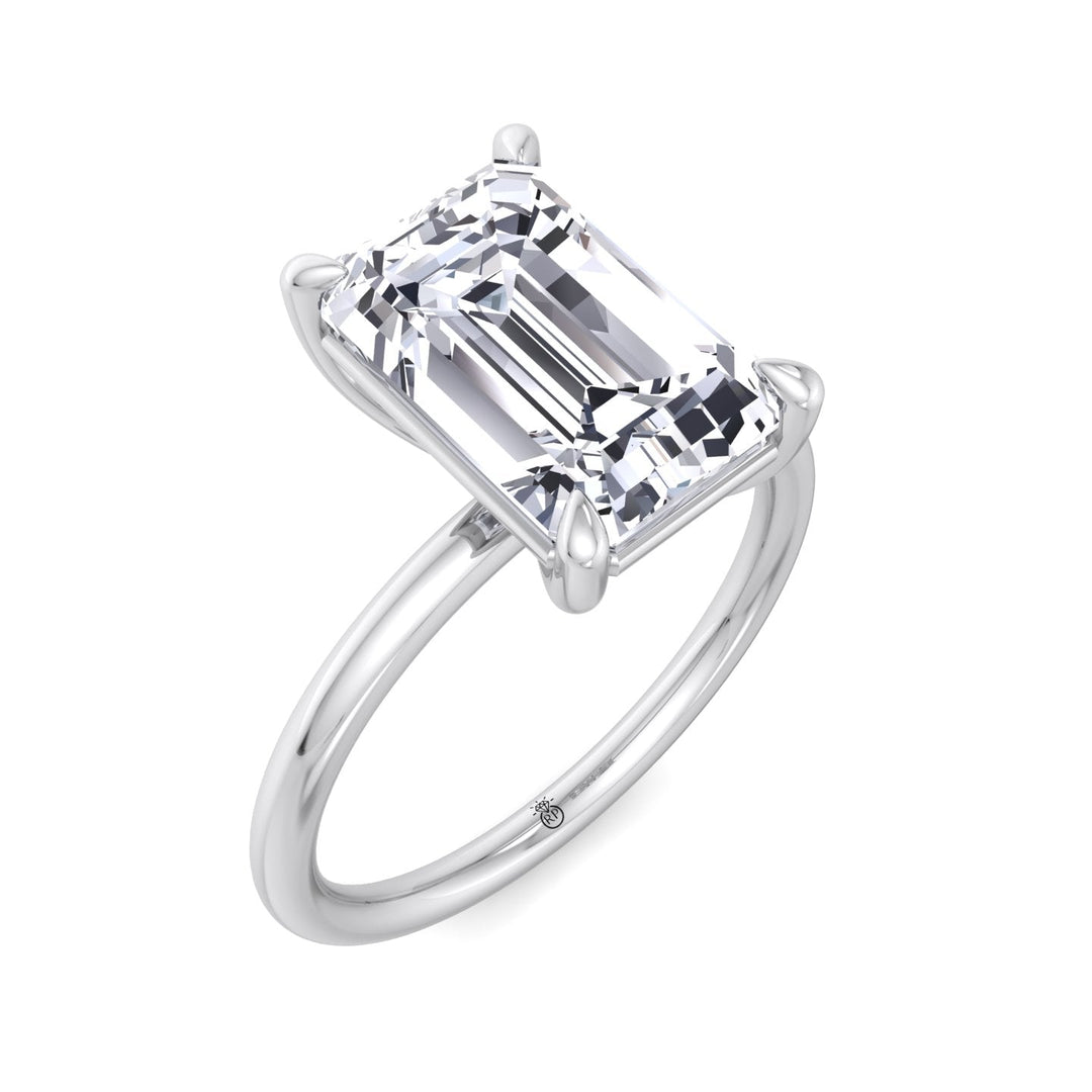Emerald Cut Thin Band Solitaire Engagement Ring