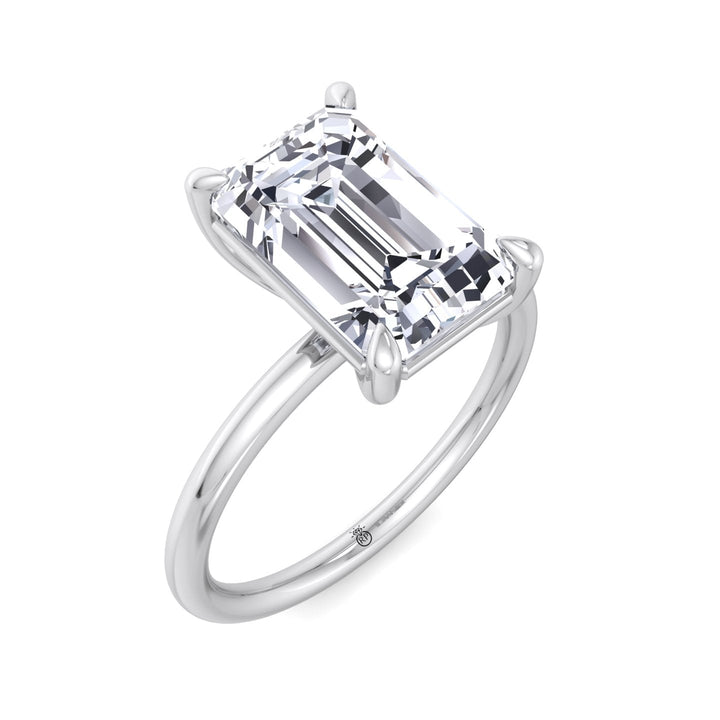 Emerald Cut Thin Band Solitaire Engagement Ring