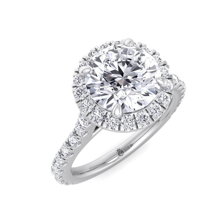 Round Cut Halo Engagement Ring