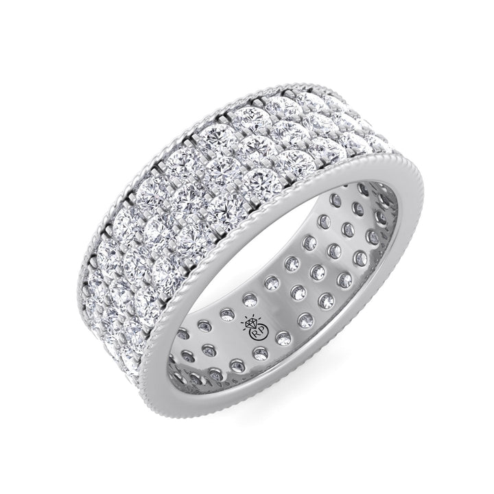 3 Row Pave Round Cut Eternity Band