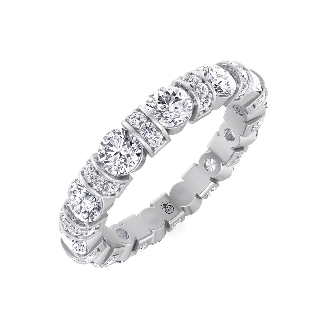 Round Cut Eternity Band With Pave Accents