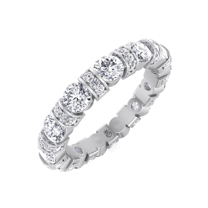 Round Cut Eternity Band With Pave Accents