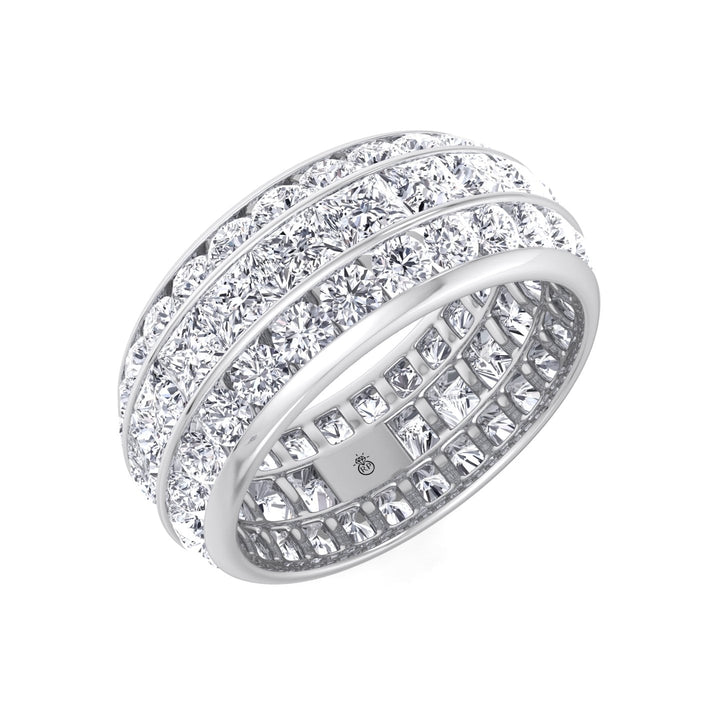 3 Row Channel Set Princess and Round Cut Eternity Band