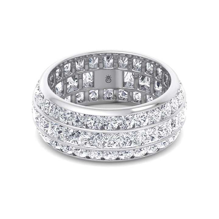 3 Row Channel Set Princess and Round Cut Eternity Band