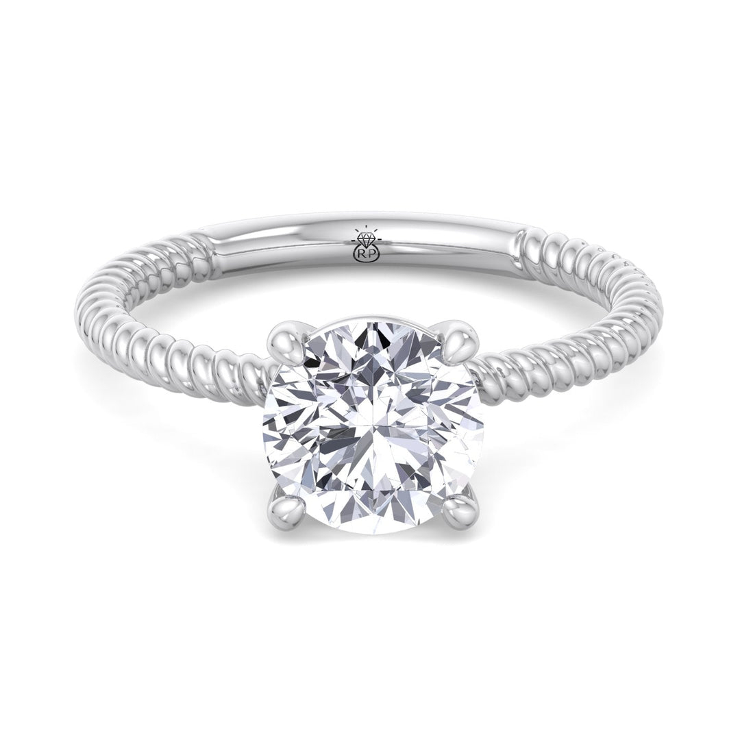 Twisted Rope Band Round Cut Solitaire Engagement Ring