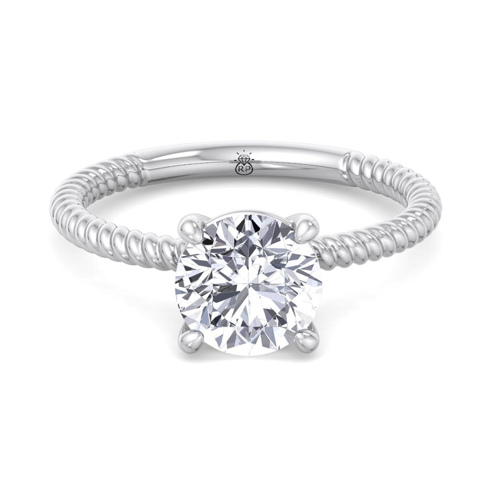 Twisted Rope Band Round Cut Solitaire Engagement Ring