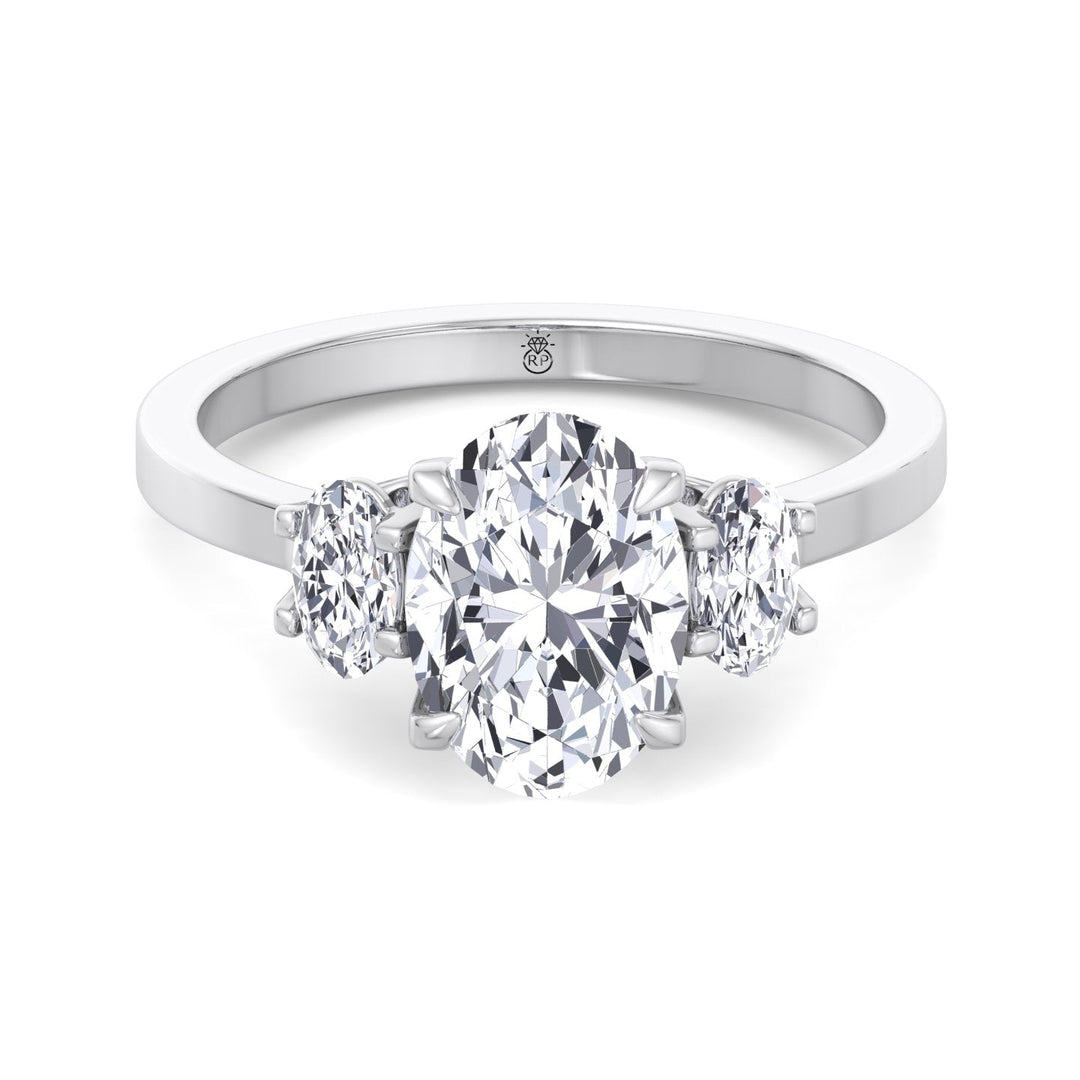 Oval Cut Engagement Ring with Oval Sidestones