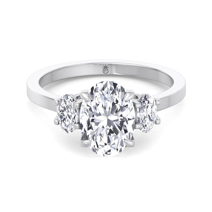 Oval Cut Engagement Ring with Oval Sidestones