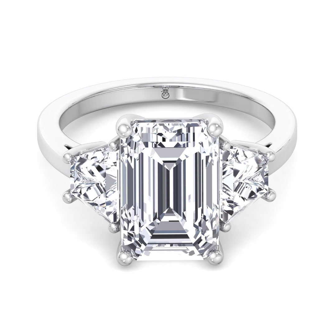 Three Stone Ring Trapezoid &amp; Emerald Cut Engagement Ring