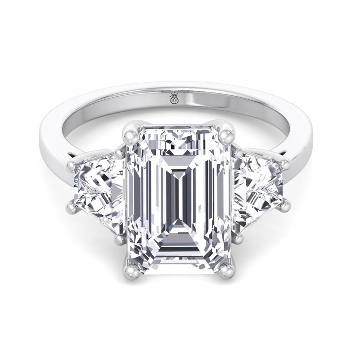 Three Stone Ring Trapezoid &amp; Emerald Cut Engagement Ring