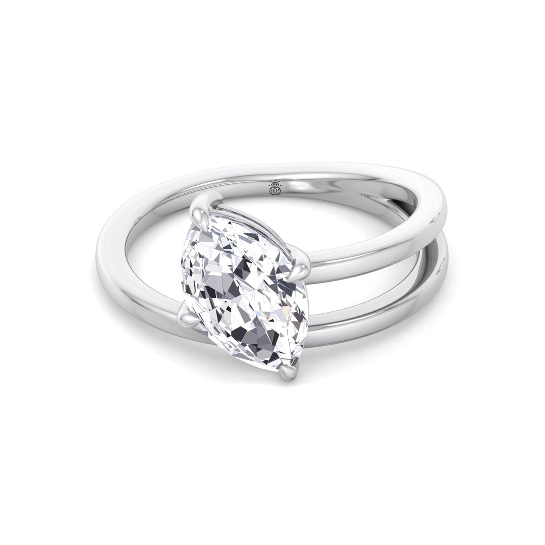 Twist Band Solitare Moval Engagement Ring