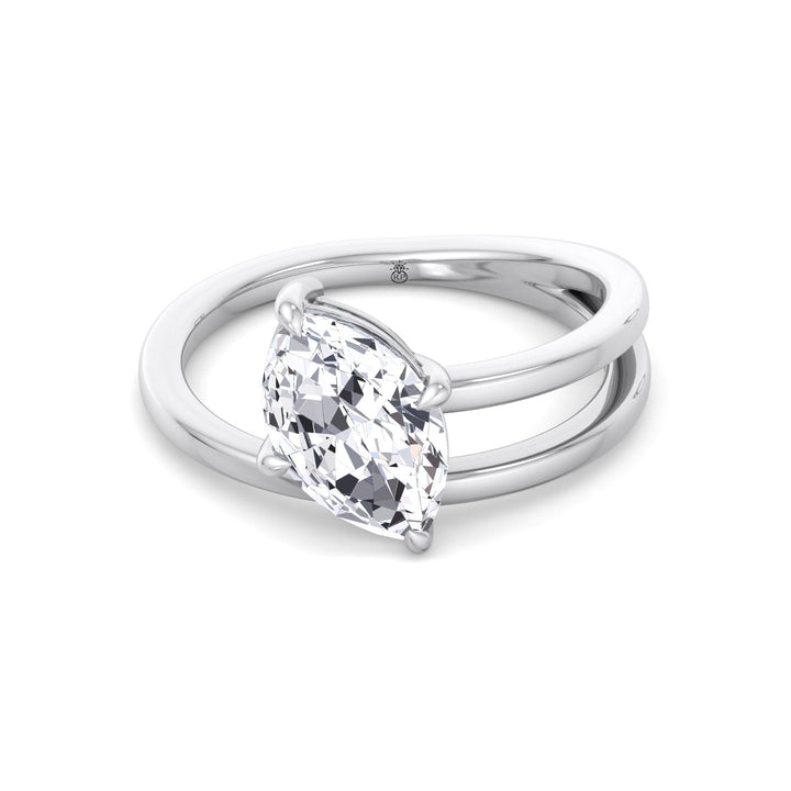 Twist Band Solitare Moval Engagement Ring