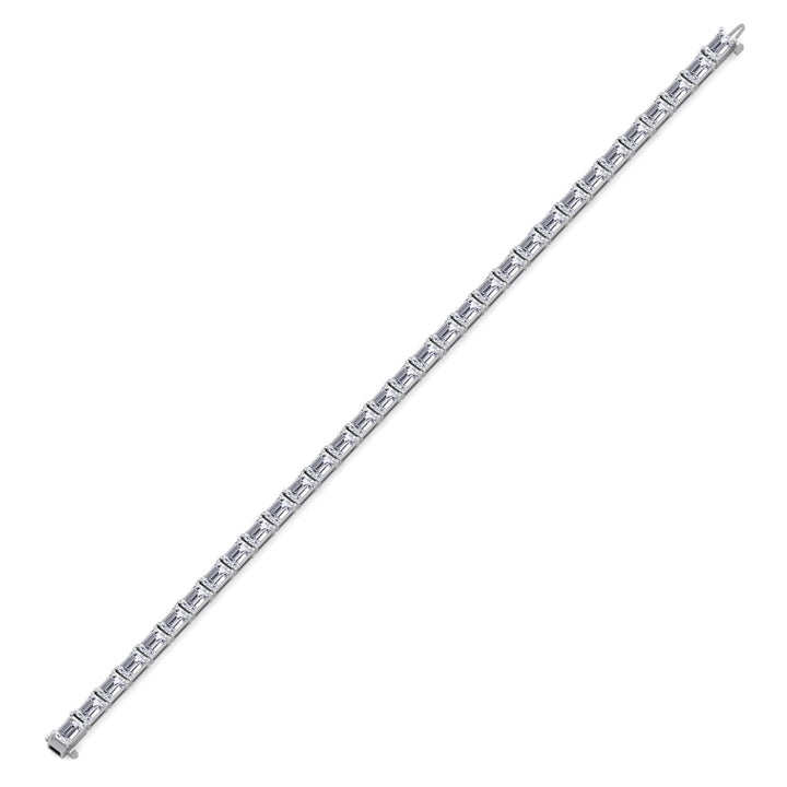 (14.50Ct T.W) East To West Emerald Cut Tennis Bracelet