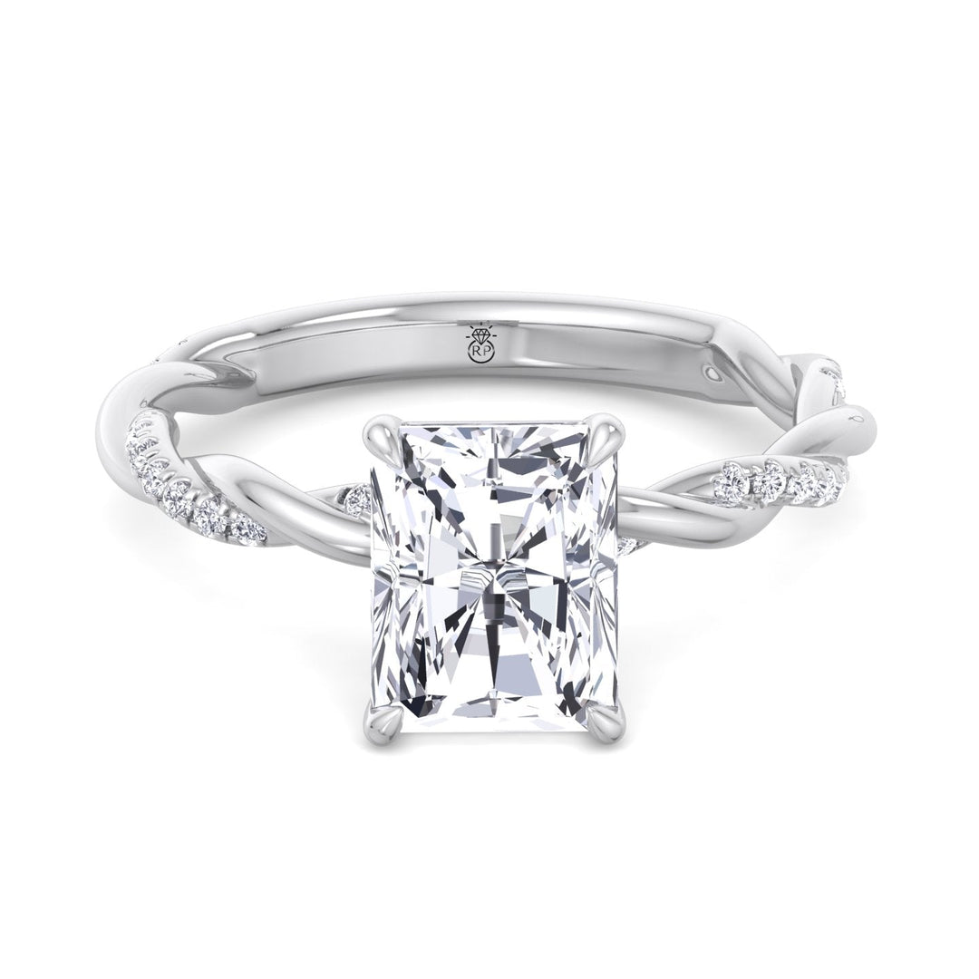 Radiant Cut Twisted Band Engagement Ring