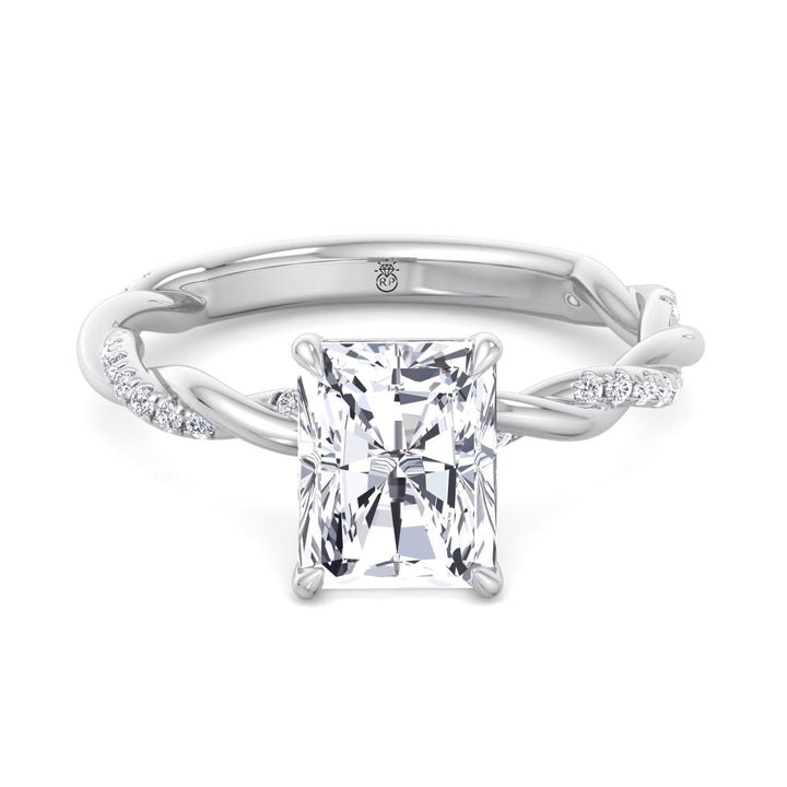 Radiant Cut Twisted Band Engagement Ring
