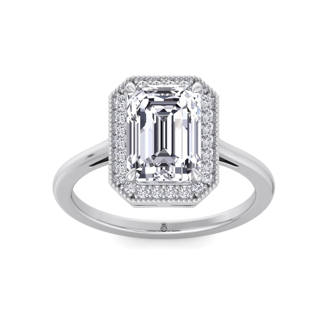 Vintage Emerald Cut Halo Engagement Ring