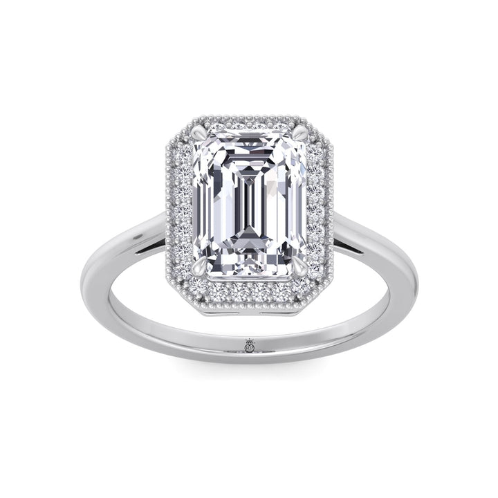 Vintage Emerald Cut Halo Engagement Ring