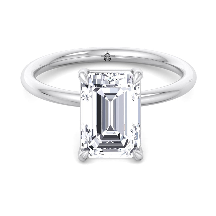 Emerald Cut Thin Band Solitaire Engagement Ring