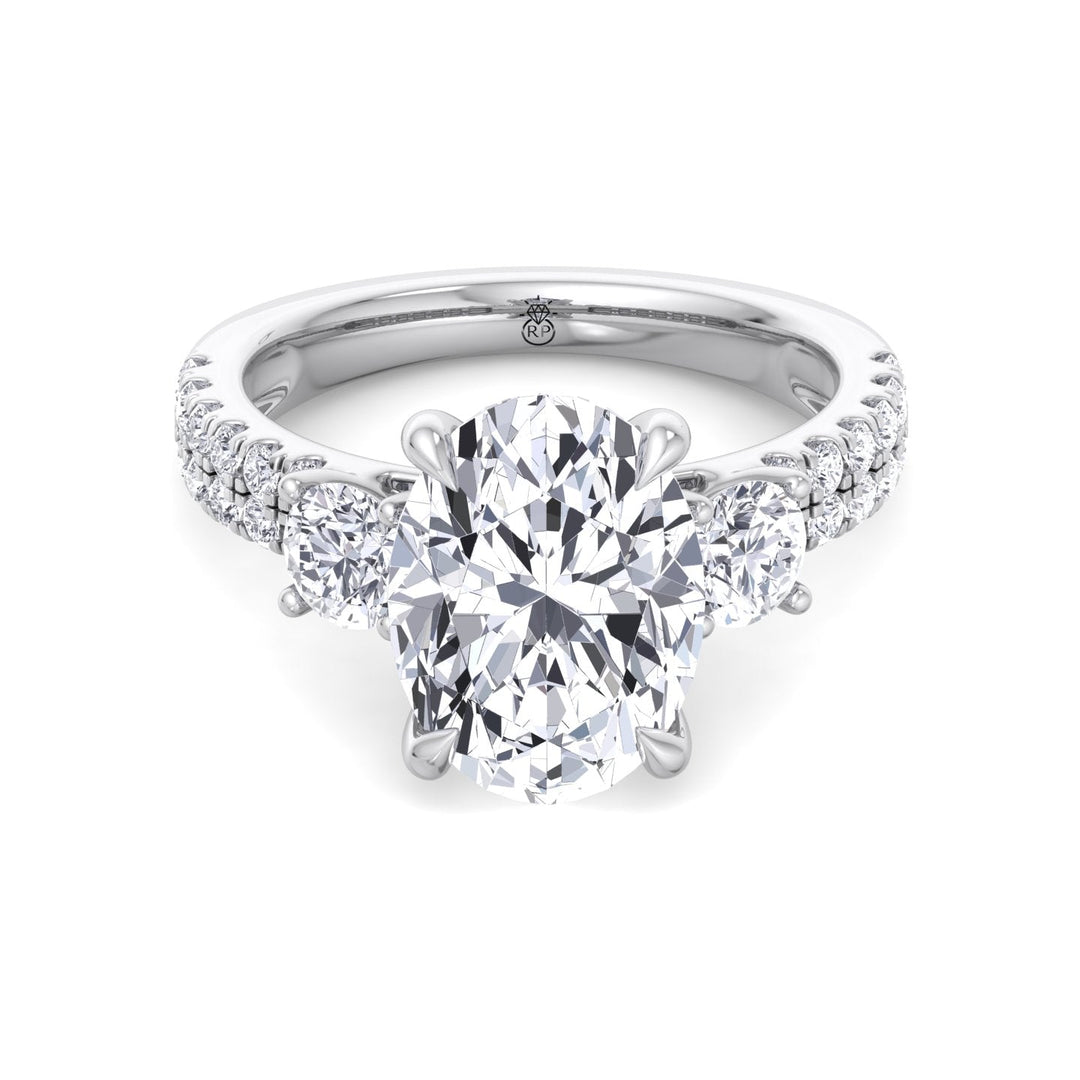Double Row Accented Round &amp; Oval Engagement Ring