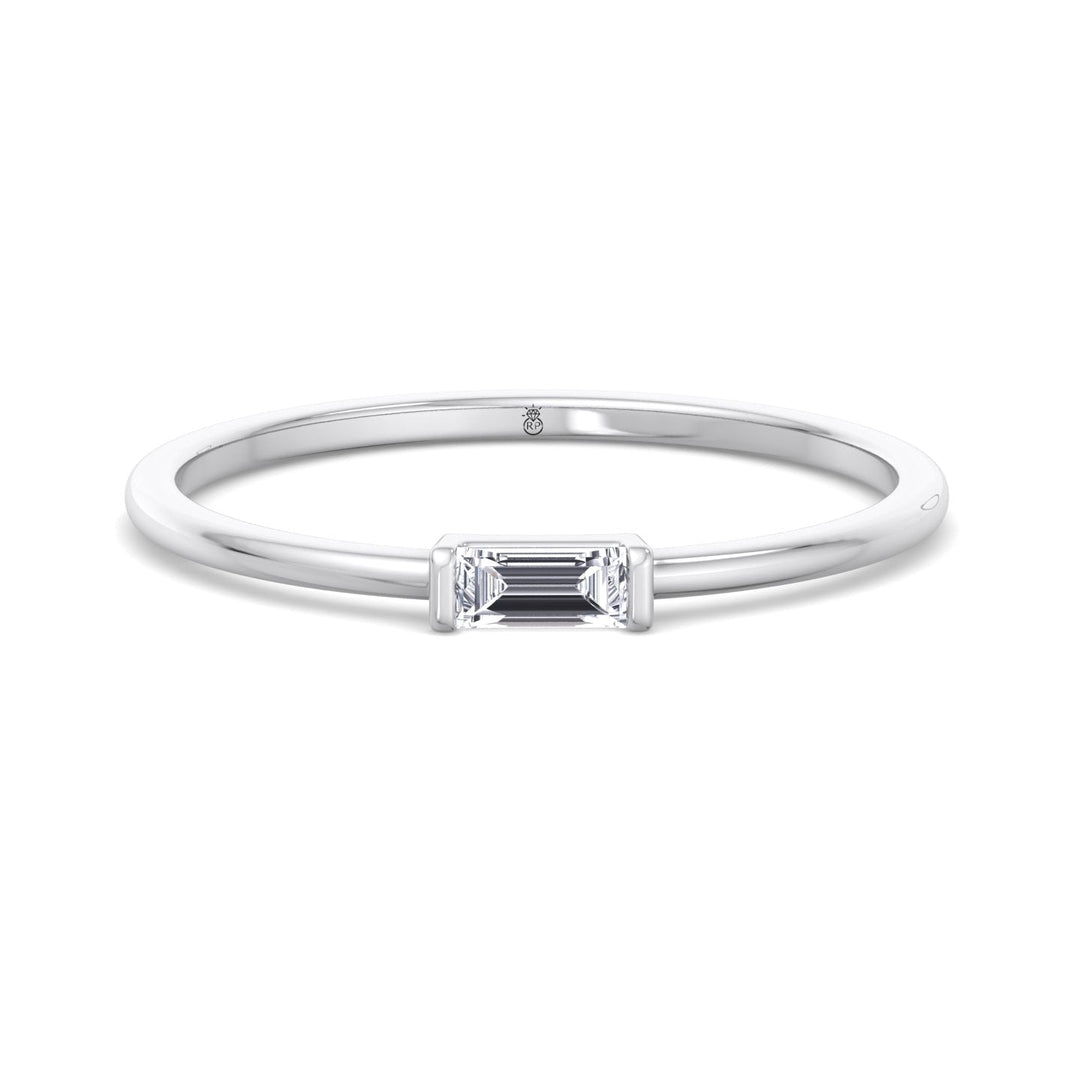 Dainty Baguette Solitaire Stackable Ring