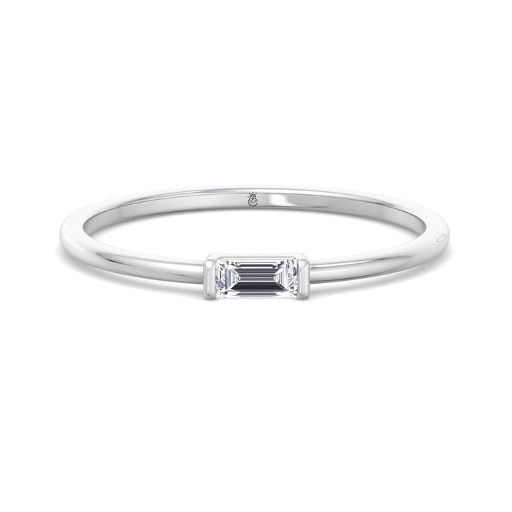 Dainty Baguette Solitaire Stackable Ring