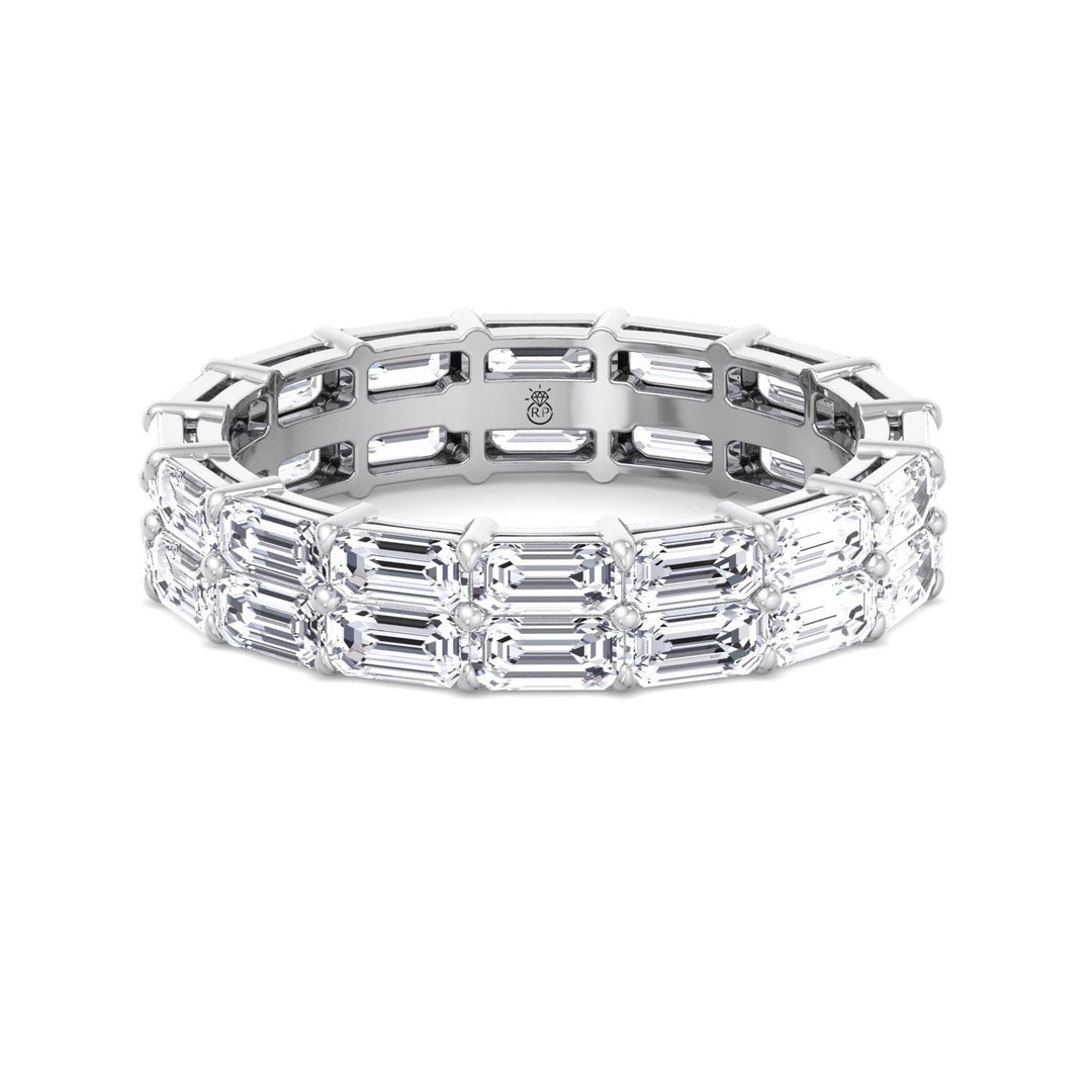 Double Row East to West Emerald Cut Eternity Band