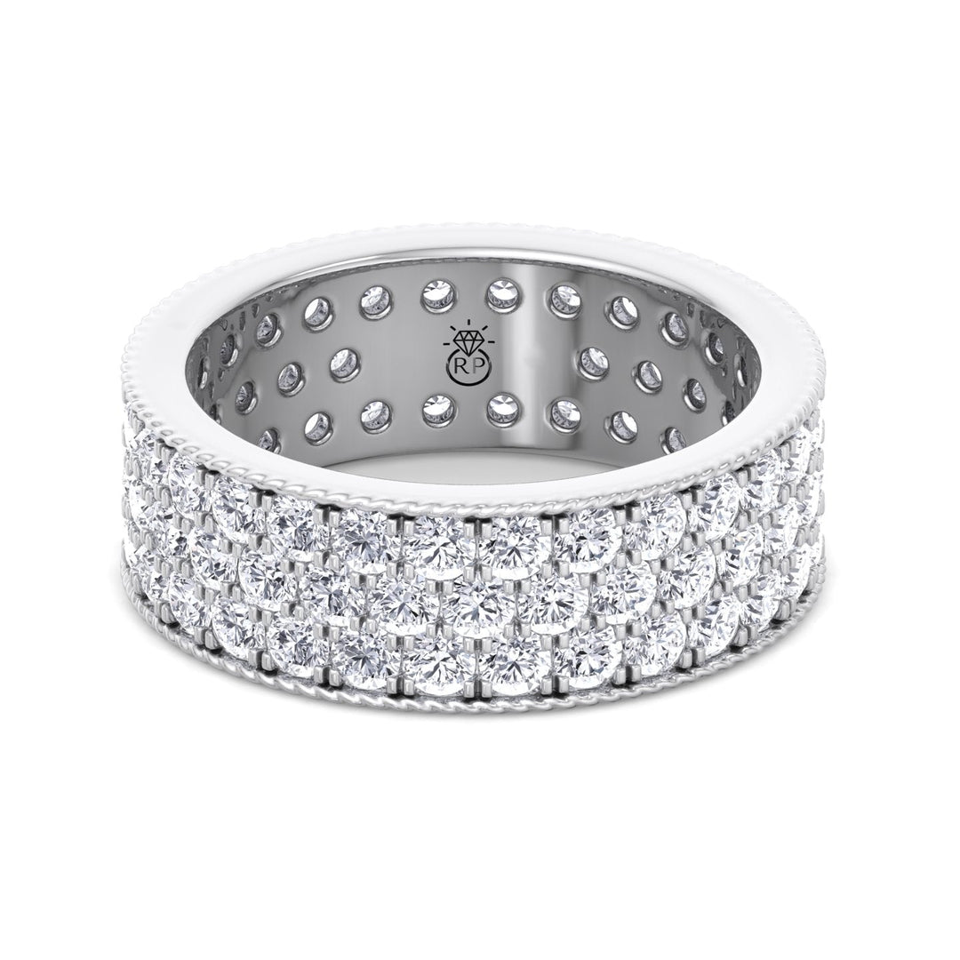 3 Row Pave Round Cut Eternity Band