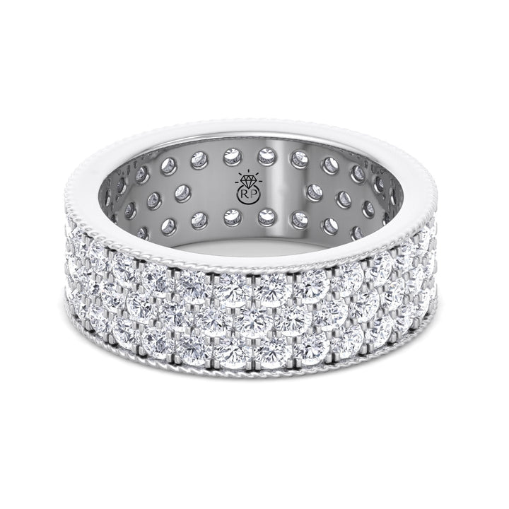 3 Row Pave Round Cut Eternity Band