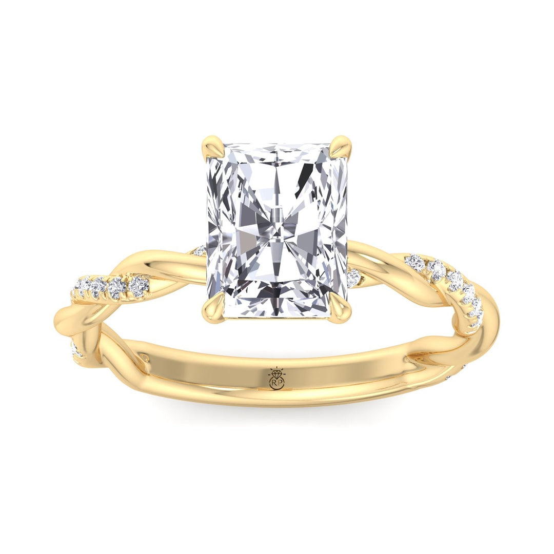 Radiant Cut Twisted Band Engagement Ring
