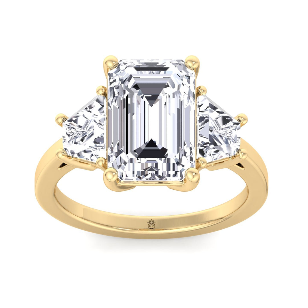 Three Stone Ring Trapezoid &amp; Emerald Cut Engagement Ring