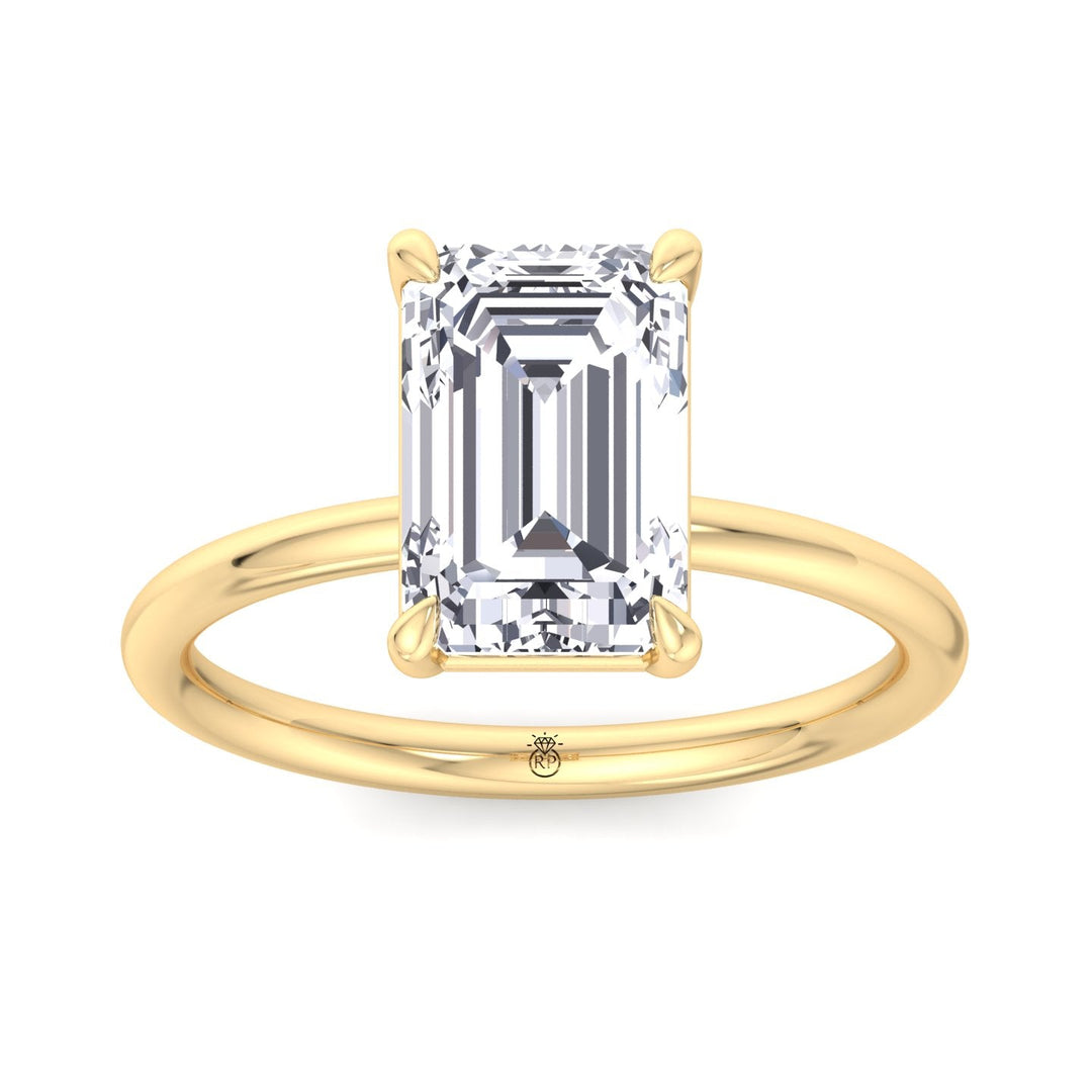 Emerald Cut Thin Band Solitaire Engagement Ring