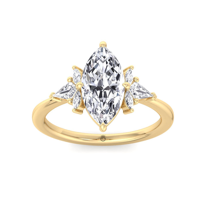 Marquise Shape Engagement Ring with Marquise and Pear Shape Sidestones