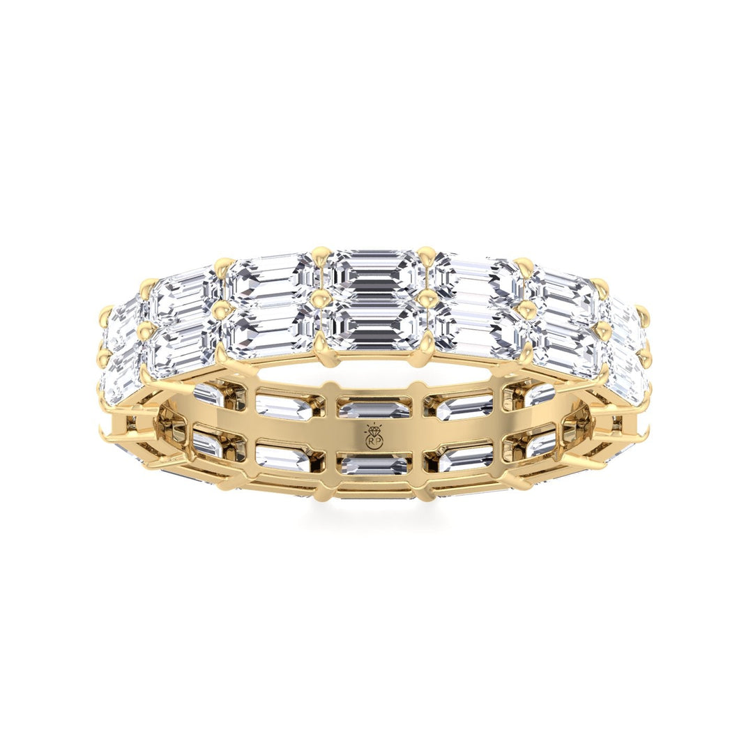 Double Row East to West Emerald Cut Eternity Band