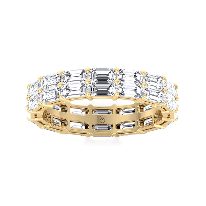 Double Row East to West Emerald Cut Eternity Band
