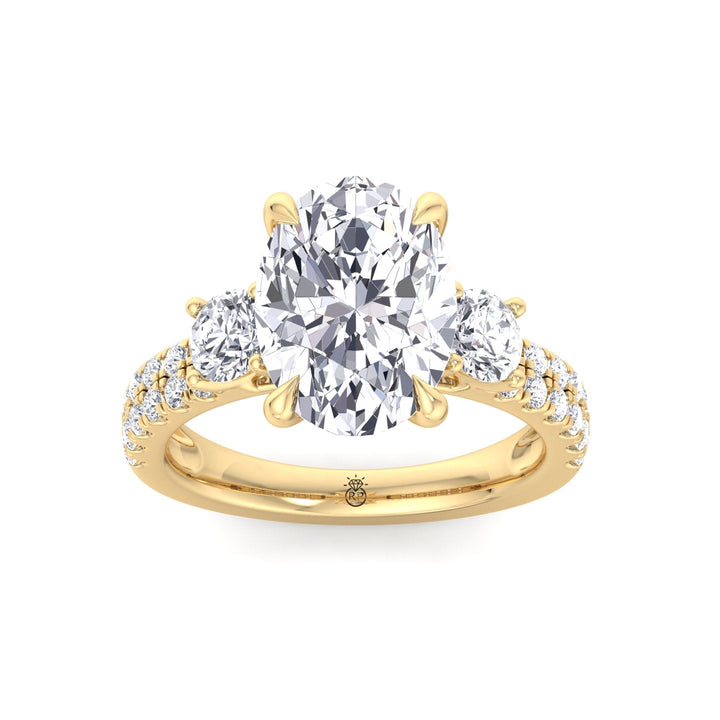Double Row Accented Round &amp; Oval Engagement Ring