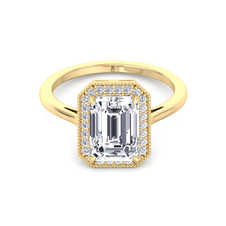 Vintage Emerald Cut Halo Engagement Ring