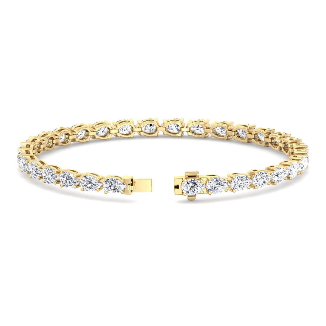 (13.70Ct T.W) Pear Shape East To West Tennis Bracelet