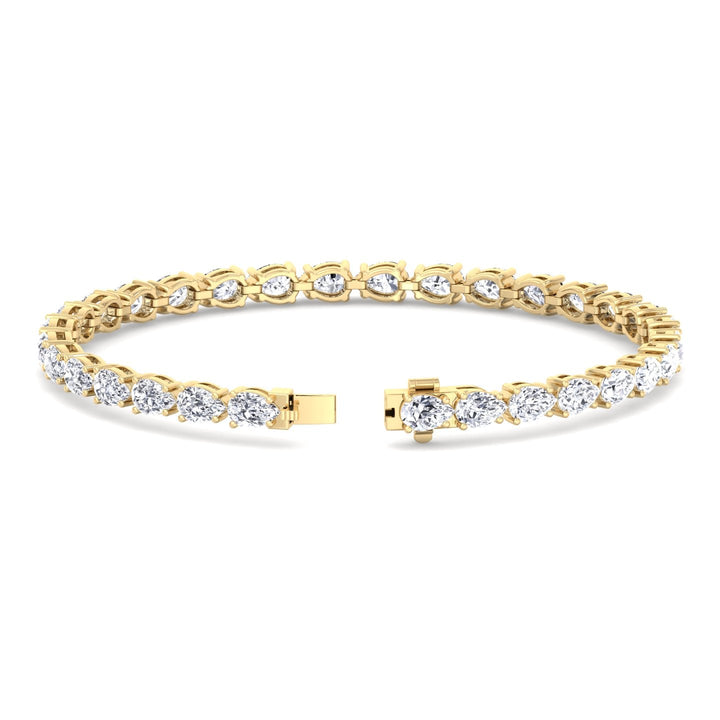 (13.70Ct T.W) Pear Shape East To West Tennis Bracelet