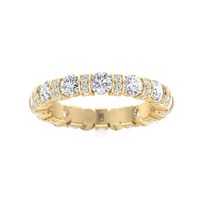 Round Cut Eternity Band With Pave Accents