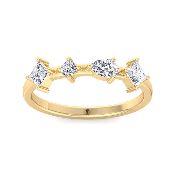 Multi Shape 4 Stone Wedding Band (0.55CT )