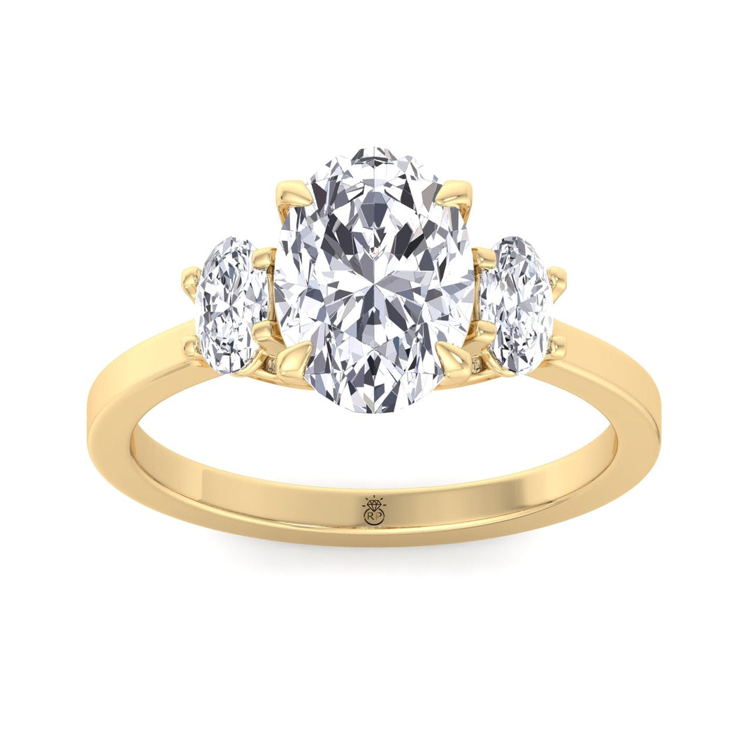 Oval Cut Engagement Ring with Oval Sidestones