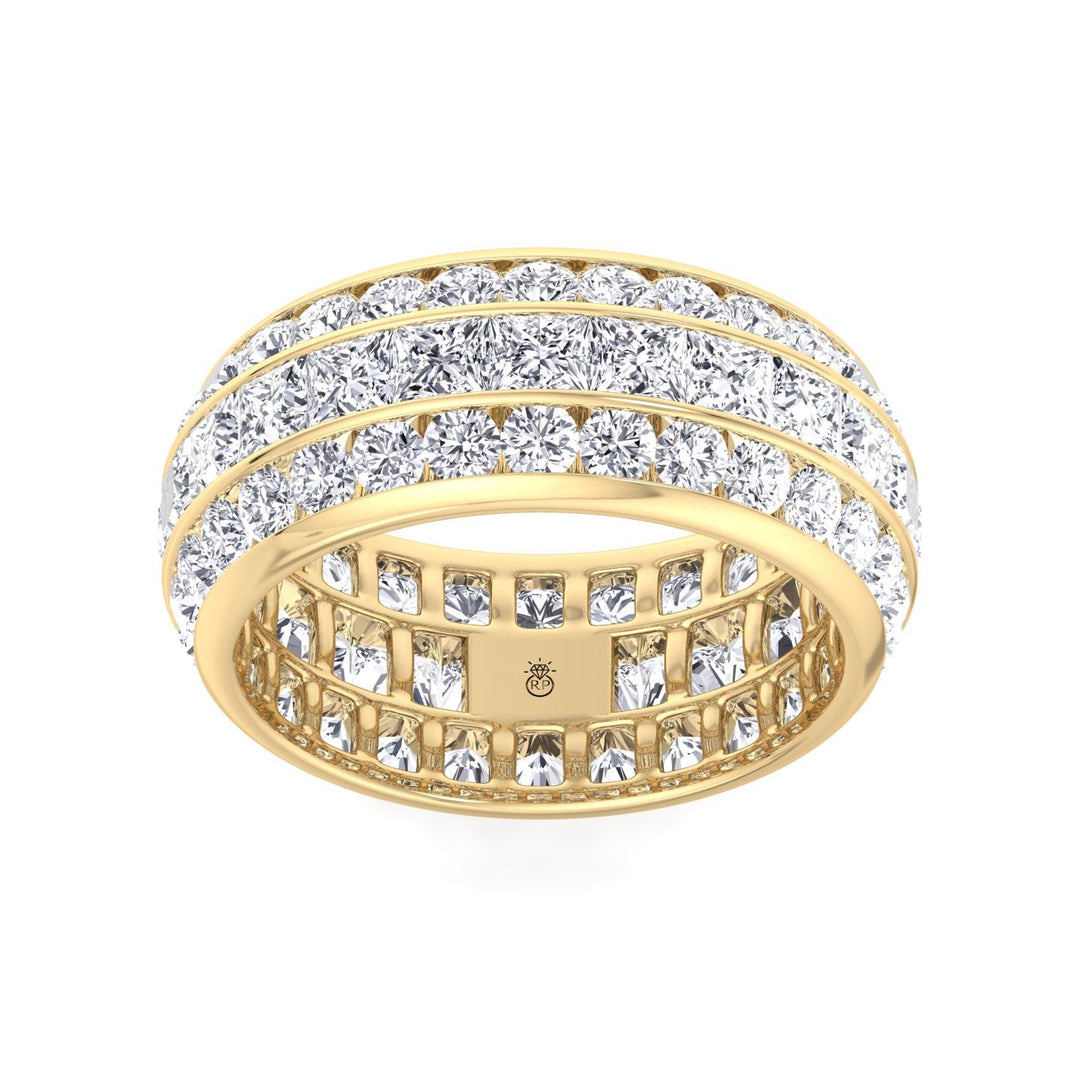 3 Row Channel Set Princess and Round Cut Eternity Band